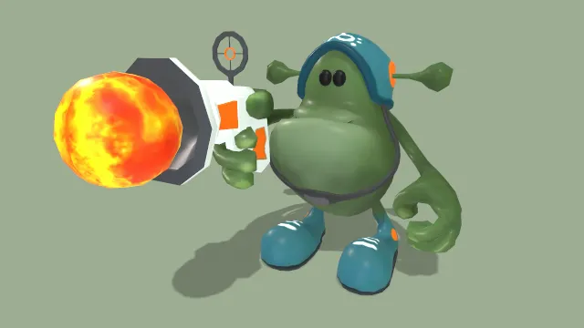 低多边形外星士兵手持枪炮武器动画