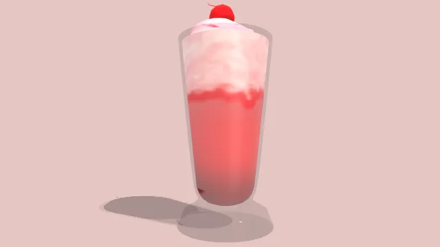 樱桃水果苏打浮冰汽水饮料奶油甜点