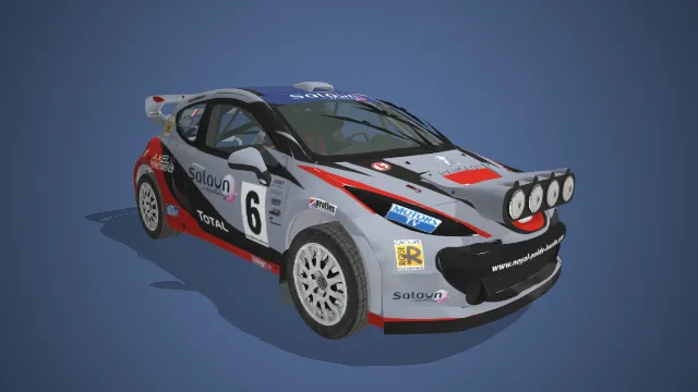 标致拉力赛车  赛事道具  现代拉力  灰白红配色