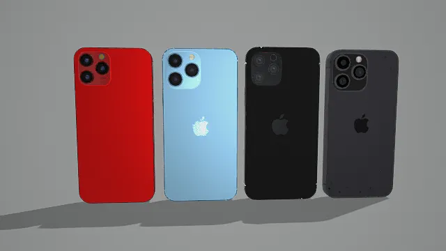 3D写实风彩色智能手机模型组合，创意设计（3D物品、写实风格、现代科技感，数码主题，产品元素）