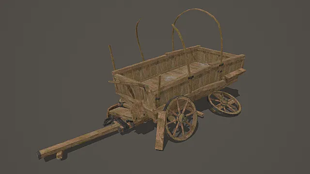 国风质朴风格乡村木车模型