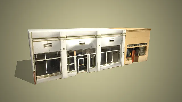 复古老旧临街商铺组合场景装饰模型