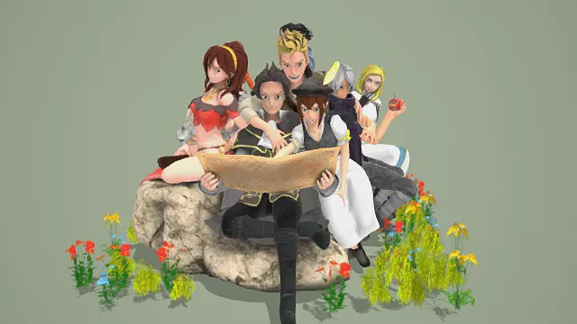 3D卡通风格冒险团队场景模型，创意设计（3D场景、卡通风格、奇幻冒险风，场景设计主题）