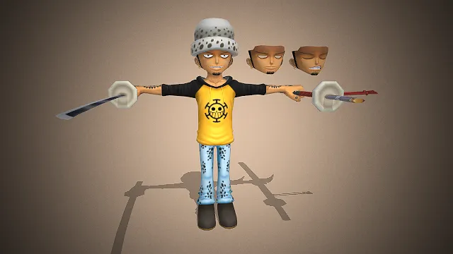 动漫《海贼王》里的特拉法尔加・D・瓦铁尔・罗的3d模型