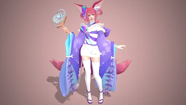 狐妖少女  日式和风服饰  狐狸耳  手持纸扇