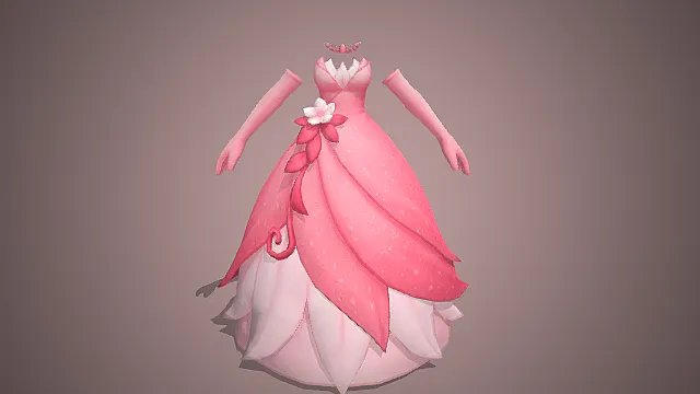 幻彩花境场景花语仙姬粉瓣礼裙模型