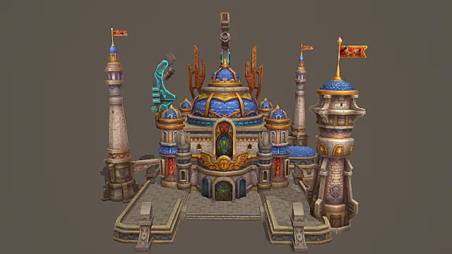 奇幻魔导宫殿建筑游戏场景模型