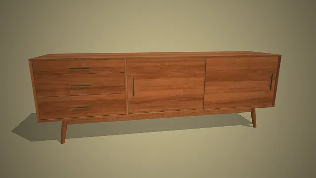 实木电视柜  家居家具  三抽双门储物  多功能地柜