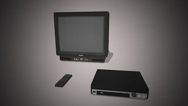 一套复古家用影音设备的3D模型