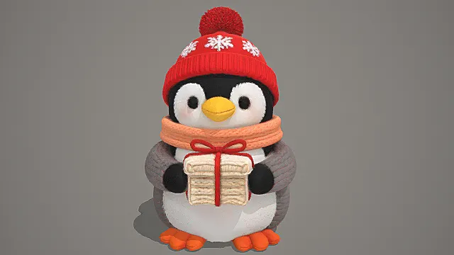 圣诞主题企鹅玩偶模型