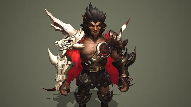 兽人狂战士角色模型身披红披风骨甲