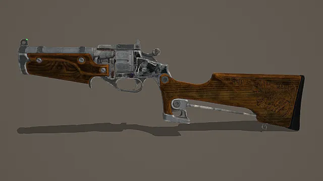 复古战术风木纹机械手枪3D模型
