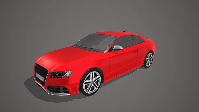 红色奥迪 S5 轿跑带运动套件写实汽车模型