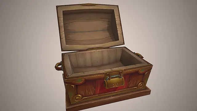 木质宝箱  冒险风格  游戏奖励  做旧实木纹理