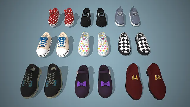 多款式鞋履  多样鞋型  虚拟穿搭  卡通风  手绘纹理