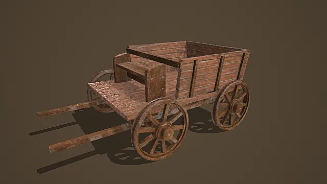 复古木质货运马车3D模型