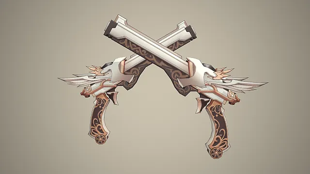 圣翼双枪  白金贵族风  奇幻欧式  雕花纹饰