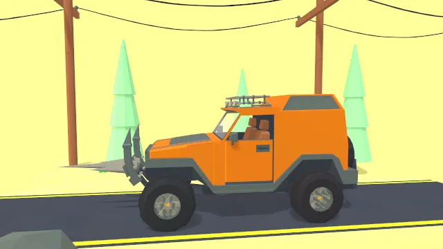 低多边形僵尸车越野车尖刺武器汽车