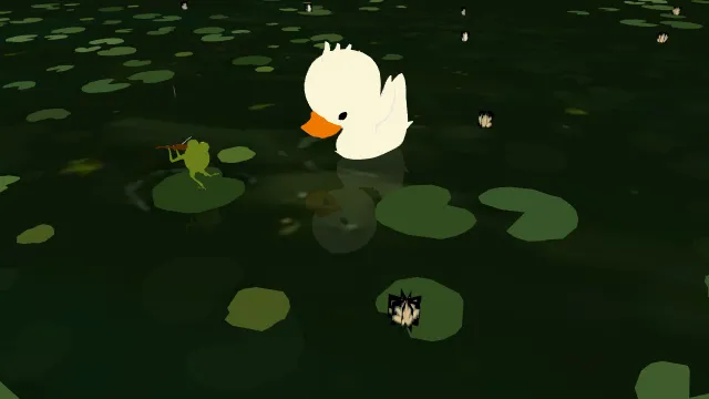 荷花水池里的小鸭子和小青蛙