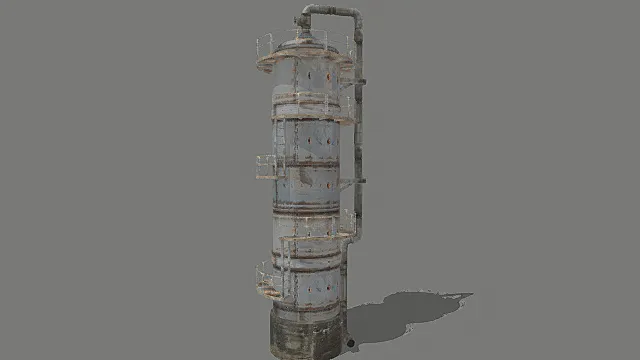 废土风格工业反应塔设施3D模型