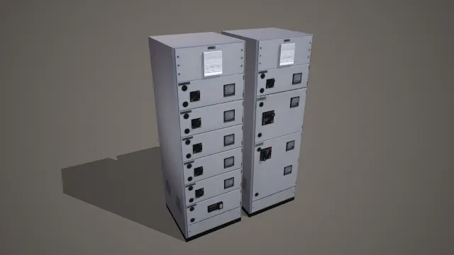 工业级多层仪表式高低压配电柜组合 3D 模型