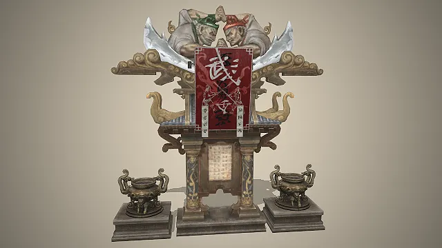 武馆擂台牌坊  龙纹铜炉  武侠场景  江湖武馆