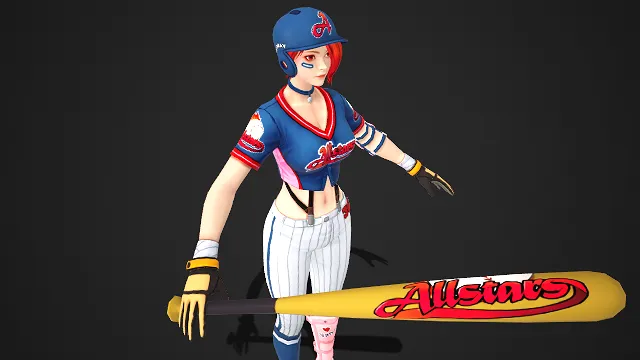 3D 女性角色建模  利落红发  棒球装  运动鞋  体育题材  棒球少女  活力青春  运动时尚