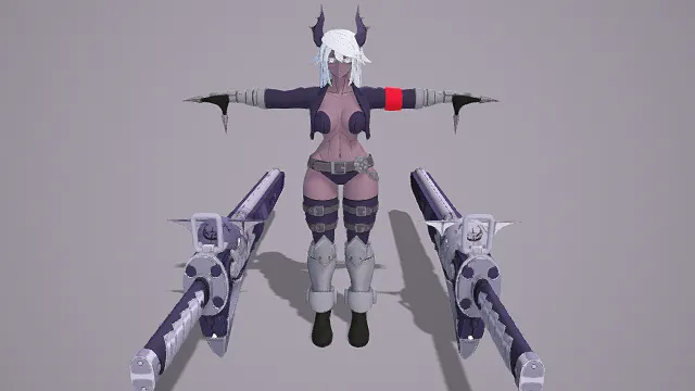 3D卡通风战斗魔女角色模型，创意设计（3D战斗角色、卡通风格、性感炫酷、战斗主题、奇幻元素）