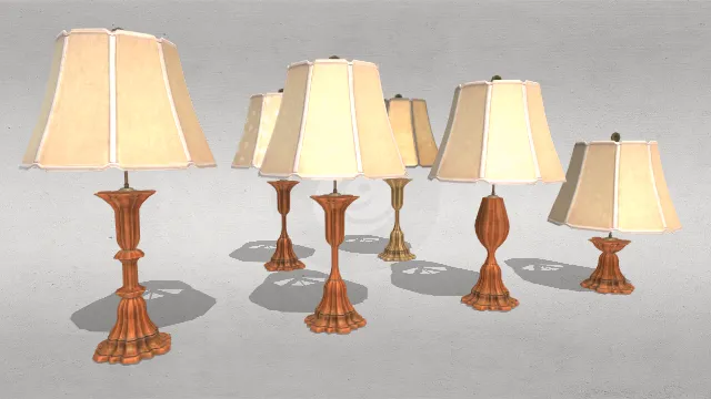 木制灯托不同高低1920年代台灯