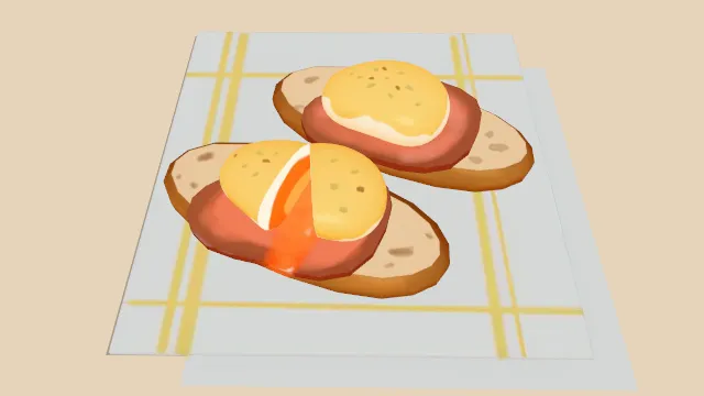 冒险者早餐鸡蛋三明治食物垫有餐布