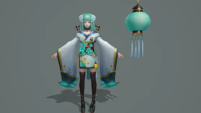 《阴阳师》青行灯-春照绿漪 角色模型