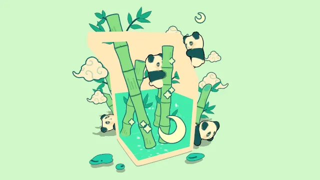 可爱卡通风格竹子牛奶盒饮品Q版熊猫