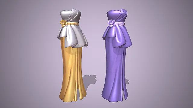 抹胸礼服  花朵装饰  开叉裙摆  缎面质感  宴会礼服