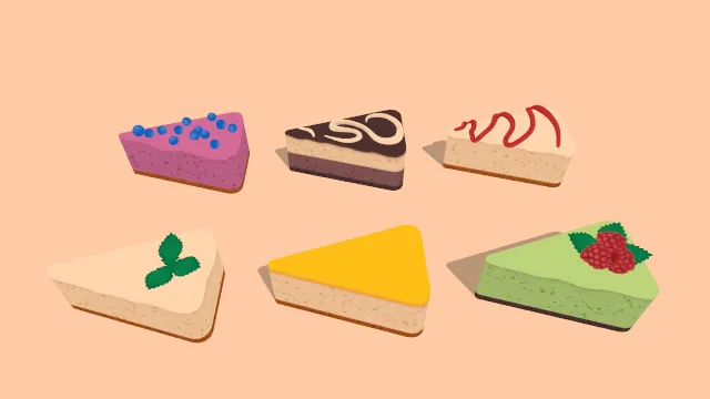 不同口味的三角蛋糕派食物甜点