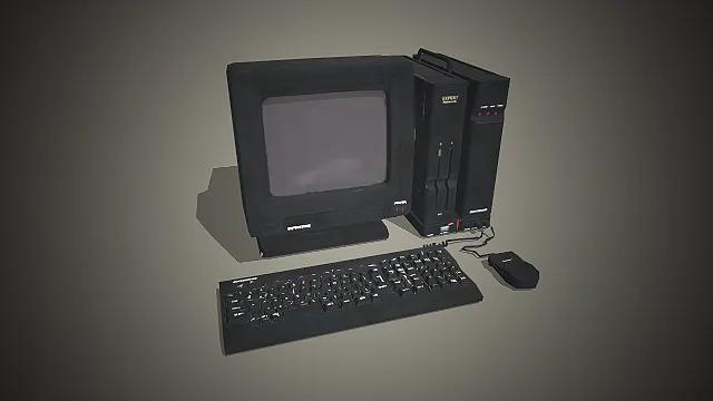 一套怀旧风格的复古台式电脑3D模型