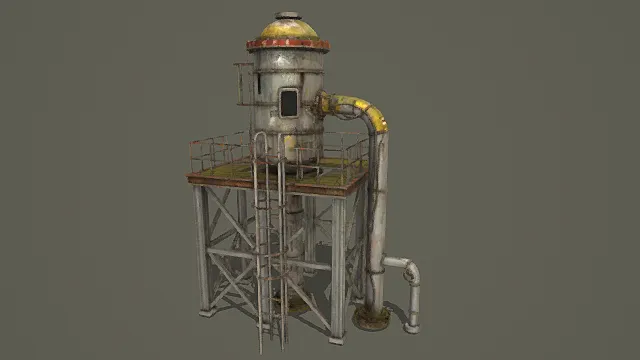 复古锈损工业塔器3D模型