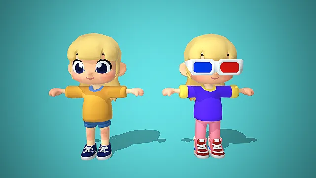 夏日探险家：金发男孩与3D眼镜女孩的活力组合