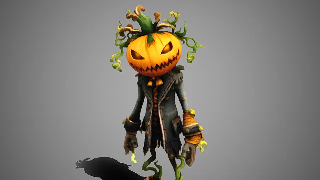 万圣节  南瓜头稻草人  角色模型  缠绕的绿藤  节日怪诞氛围  怪物