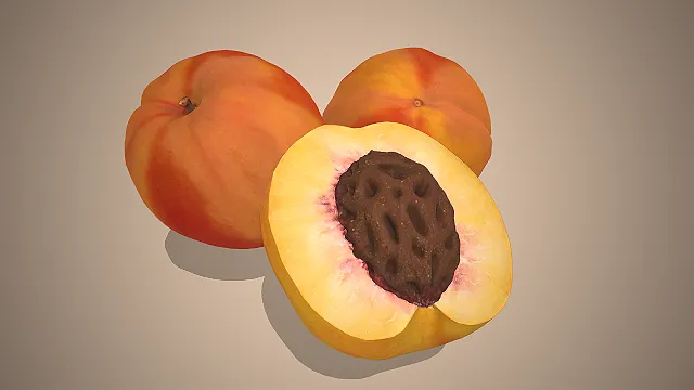 一个写实风格的美食类场景的3D桃子模型