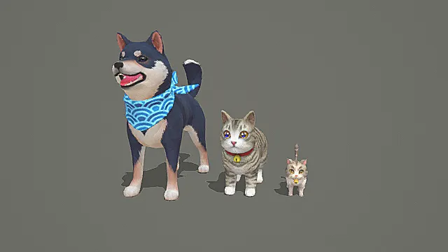 治愈风宠物：和风围巾柴犬铃铛猫外观