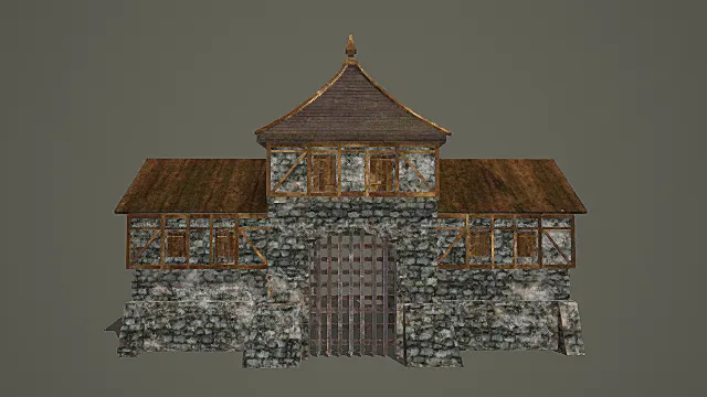 复古石木结合城堡大门3D模型