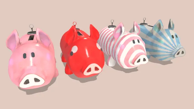 陶瓷存钱罐小猪形状罐子不同花纹