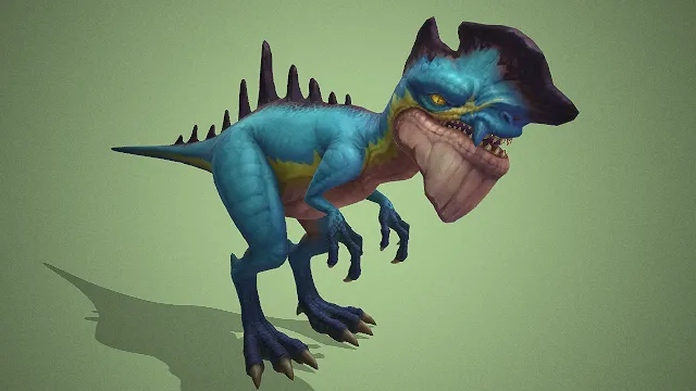 蓝鳞凶齿龙魔物  青绿渐变鳞甲  掠食性恐龙  暗黑奇幻