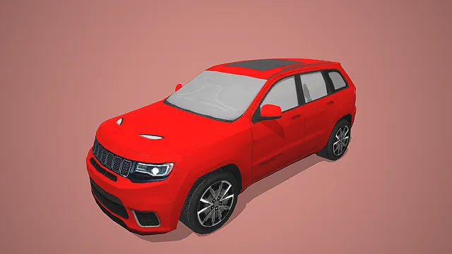 红色 Jeep SUV 车型写实汽车模型