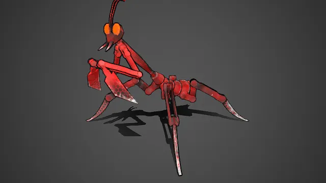 机械螳螂  仿生机械  科幻  锯齿刃状  金属质感  昆虫  