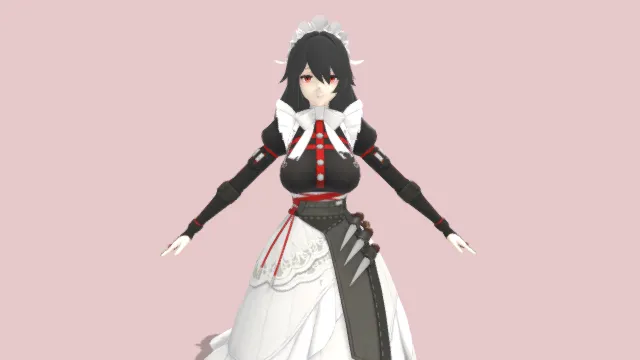 3D卡通风格女仆女角色模型，创意设计（3D角色、卡通风格、奇幻风，角色设计主题）
