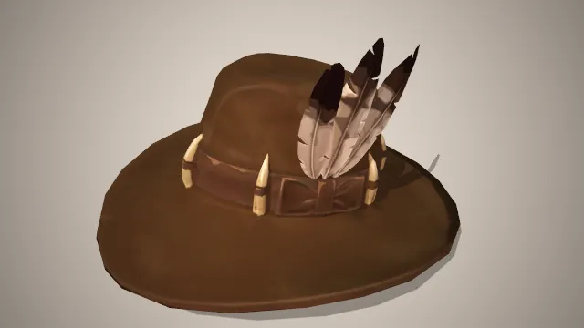 皮制牛仔帽，动物牙齿，羽毛作为装饰