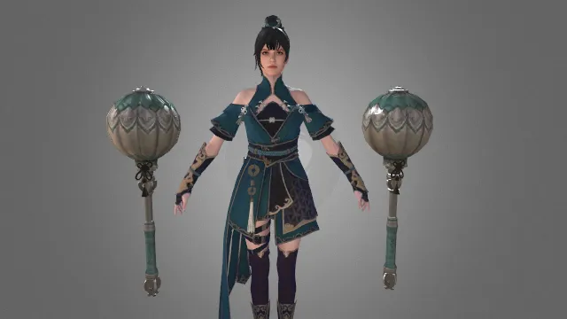 游戏模型 游戏人物 武侠 双锤