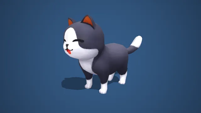 卡通黑白萌猫 3D 模型