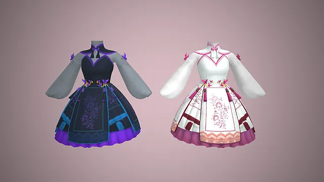 国风洛丽塔  白红配色  蝴蝶装饰  游戏服饰